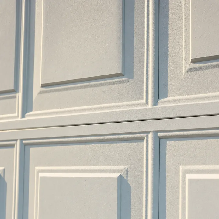 Raised-panel moulding on a traditional-style garage door of the kind found on older Sycamore homes